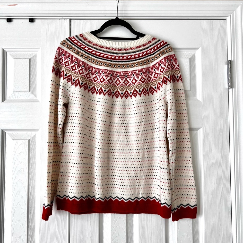 Talbots Red and Cream Patterned Sweater - Picture 4 of 10